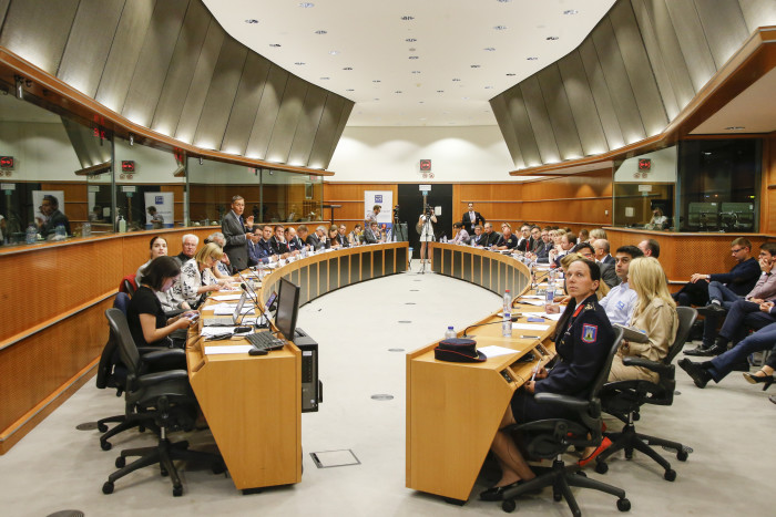 Fire Safety First ' The Killing Fumes in Building Fires ' conference at the European Parliament in Brussels on June 30, 2015. Babylonia-Brussels/Thierry Roge