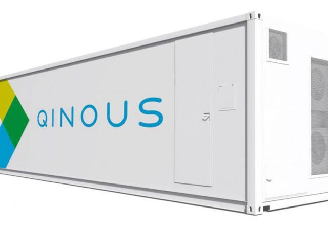 QINOUS energy storage systems are housed in insulated shipping containers, with fire protection provided by Novec 1230 from 3M.