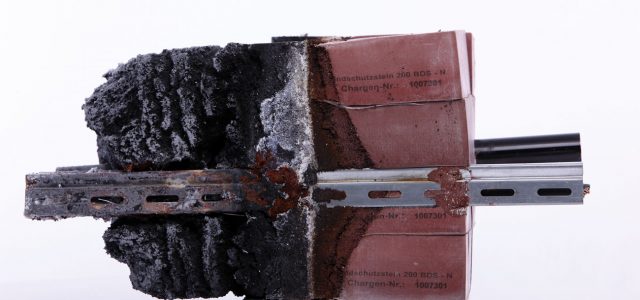 Penetration seal after exposure to flames.