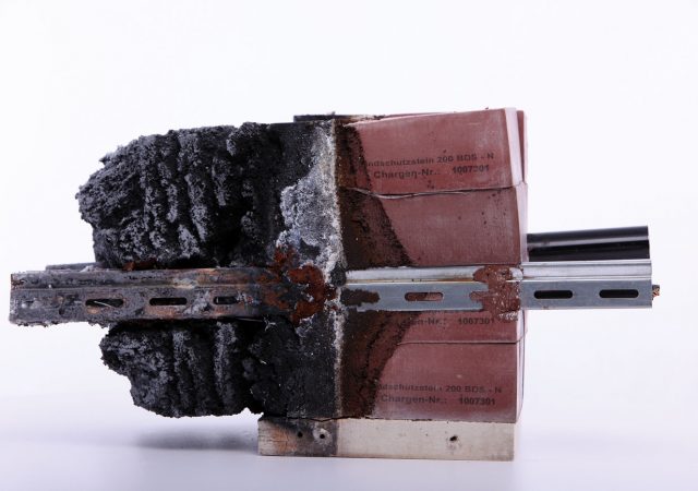 Penetration seal after exposure to flames.