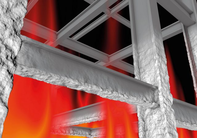 In the event of a fire, the RENITHERM® fire protection coating expands to between 30 and 50 times its volume and forms and effective layer of insulation that delays material fatigue in steel.