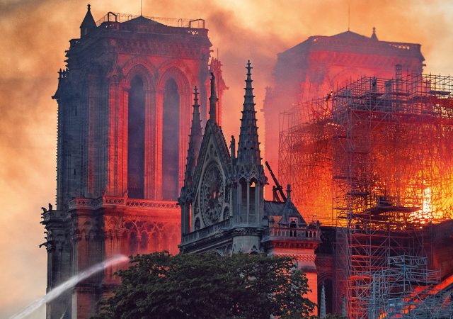 The Notre Dame cathedral in Paris, France. The cathedral suffered a major fire on the 15th April, 2019, and is currently undergoing a major restoration project.