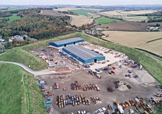 Bird’s eye view of a waste transfer station.