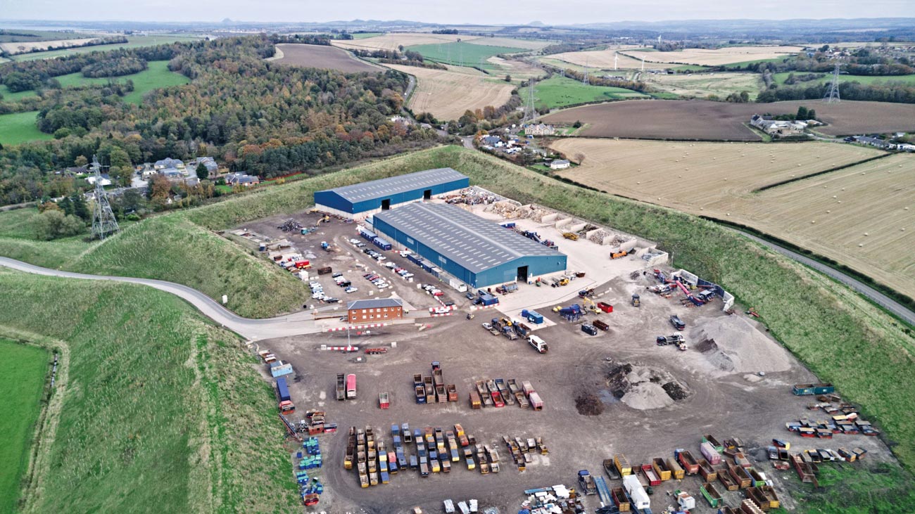 Bird’s eye view of a waste transfer station.