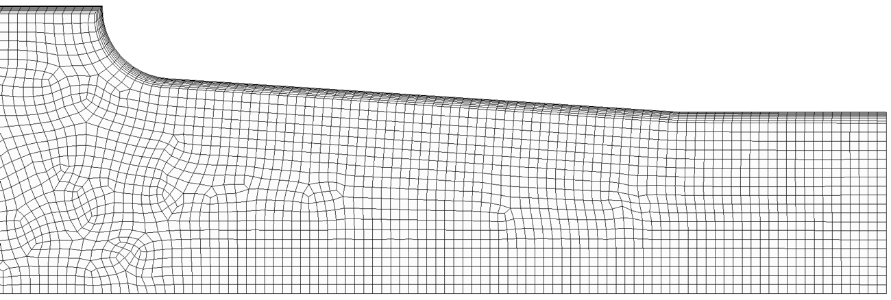 Figure 3. Computational mesh for the straight inlet (an enlarged view near the nozzle).