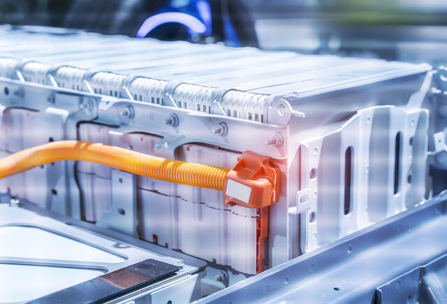 Electric car lithium battery pack and power connections. (Dafo)