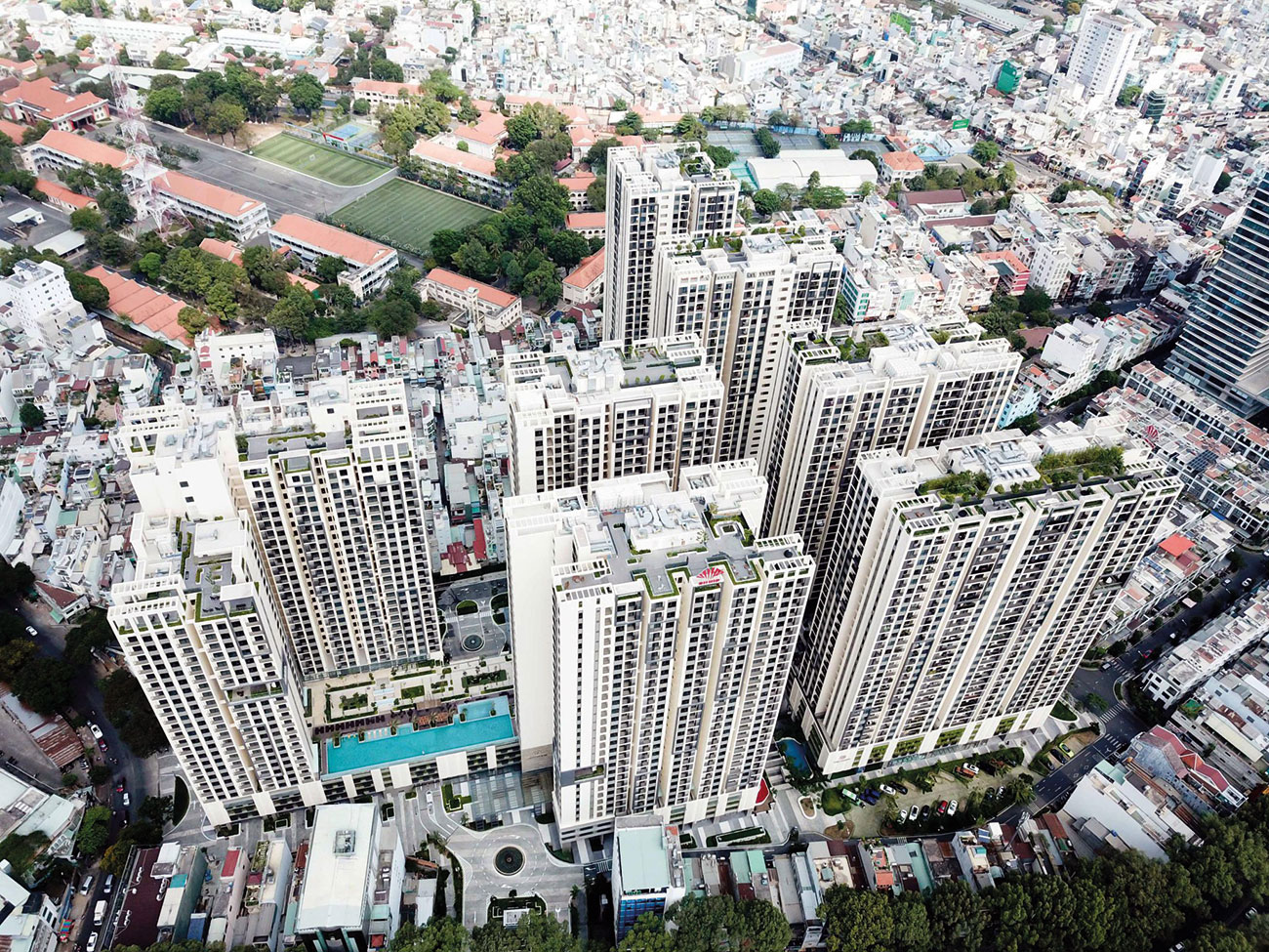An Intelligent Network of 20 Axis EN fire panels protect Ho Chi Minh City’s upscale Ha Do Centrosa Garden complex.