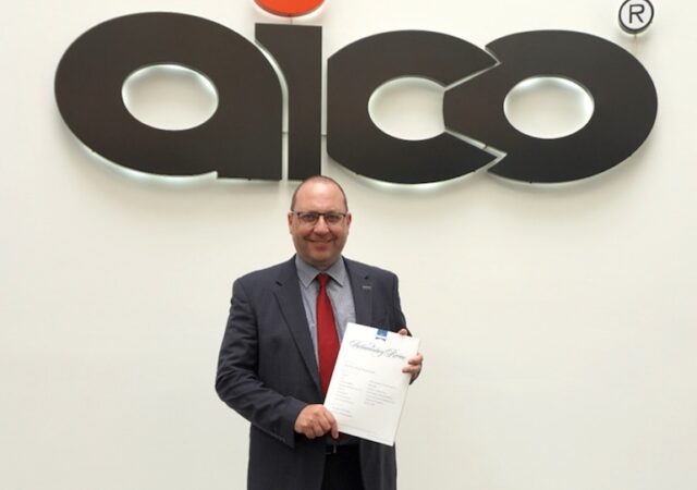 Aico’s National Sales Director Steve Trafford with The Parliamentary Review. (Aico)