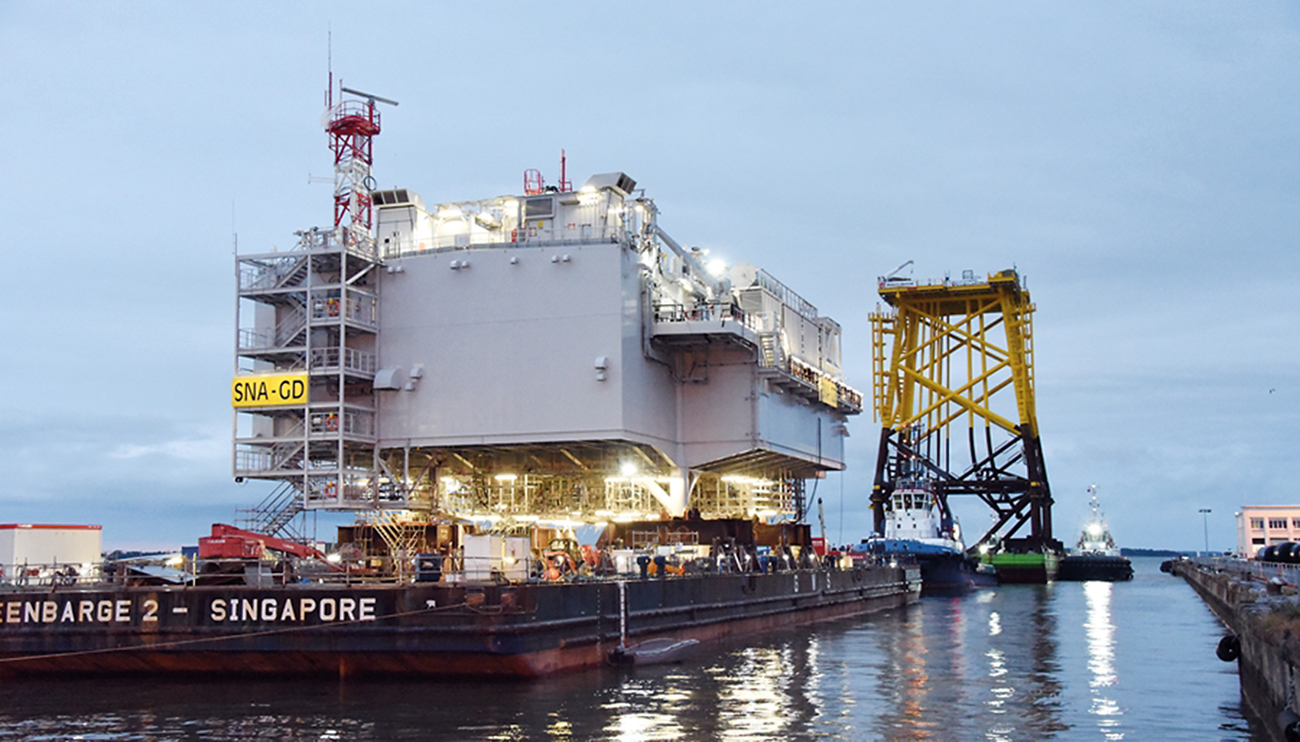 Siemens is installing the fire protection solution to Saint-Nazaire windfarm’s substation which is partially below the ocean surface. Image courtesy of Chantiers de l‘Atlantique