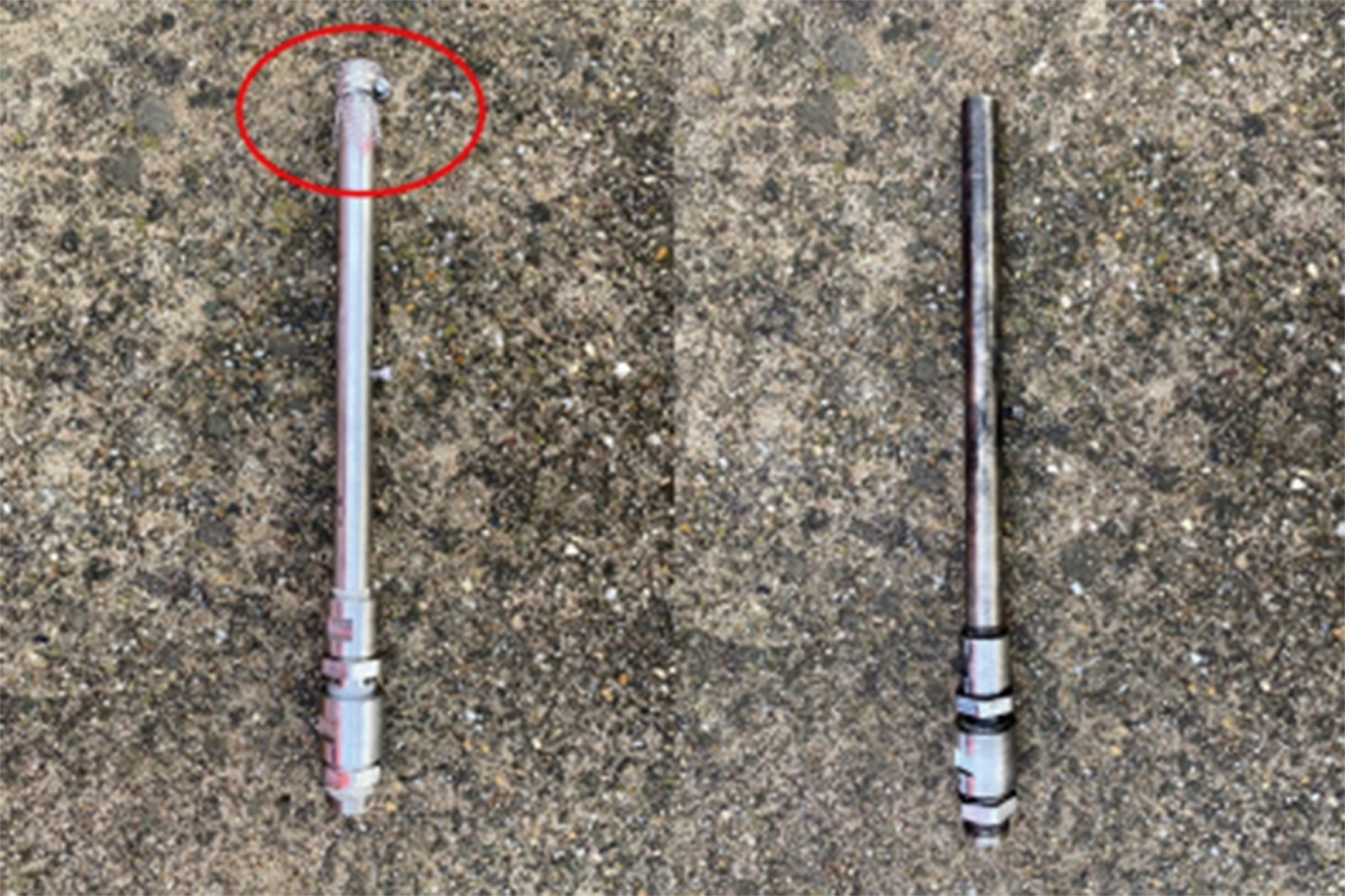 Figure 9. Uni 86 Foam nozzle with (on left) and without (on right) mesh. Images supplied by Author / Contributor