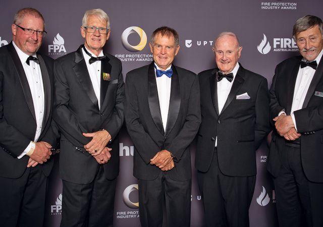 Past presidents left to right, Glenn Talbot, Neil Bibby, Bill Lea, Barry Lee, and Peter Johnson. Image courtesy of FPA Australia