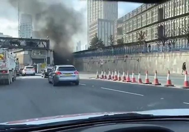 Smoke billowing out from the Blackwall Tunnel. Images supplied by Author / Contributor