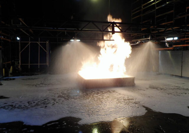 FM5130 foam sprinkler fire test. Images supplied by Author / Contributor