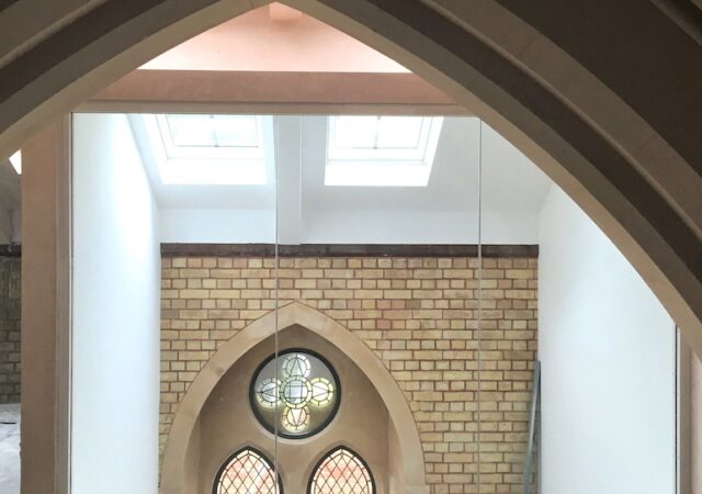 Providing assured fire safety, Promat SYSTEMGLAS glazing systems installed as part of the conversion of an unused church in Teddington to create six luxury apartments. (Promat)