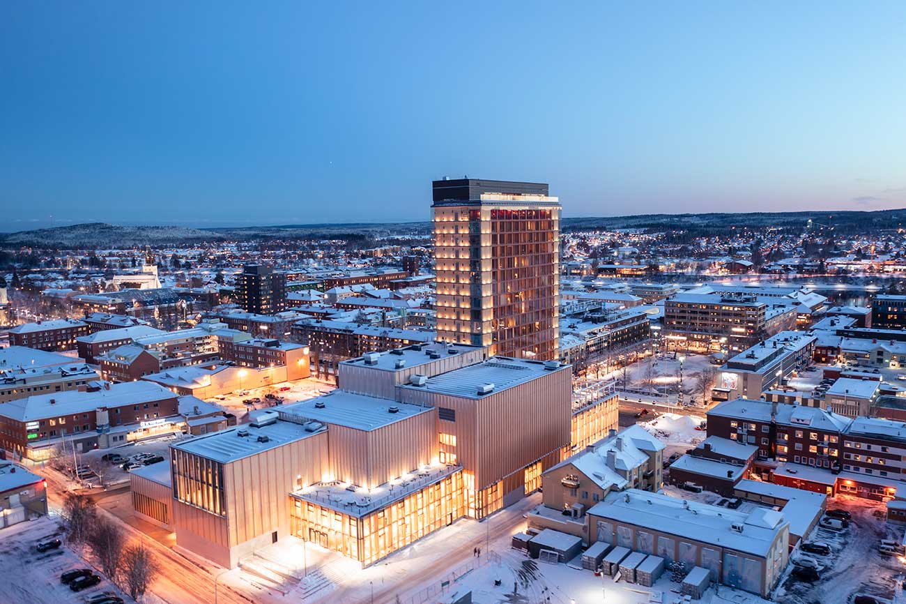 Sara Kulturhus state of the art cultural venue and hotel in Skellefteå Sweden external view
