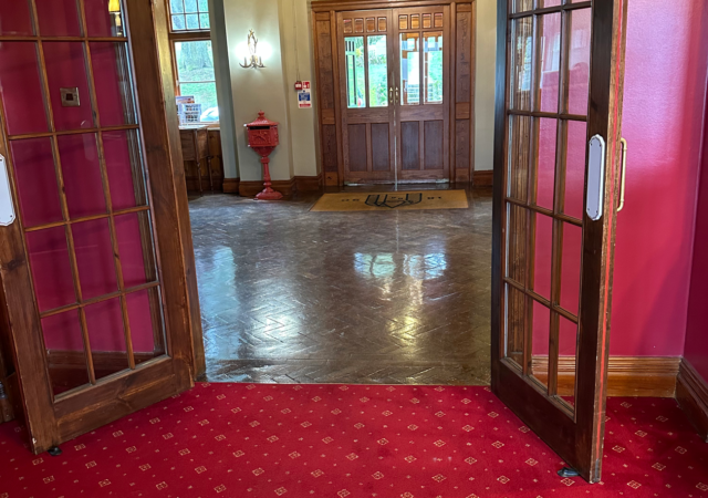 Fire resisting doors (FRD) wedged open.
