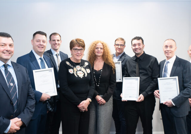 Left to right: Dr Tom Brookes, Daren Pool, Andy Reakes, Dame Judith Hackitt DBE, Al Parkes, John Watts, Gary Flockton, Shaun Wright and Kevin Sparrow.