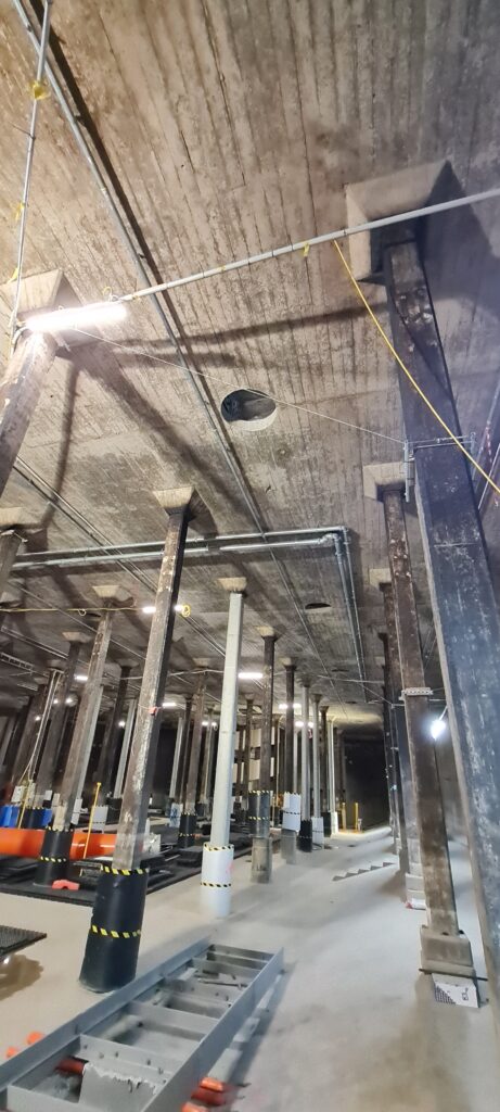 The building was erected on a heritage basement, previously a diesel storage tank for a nearby naval base.