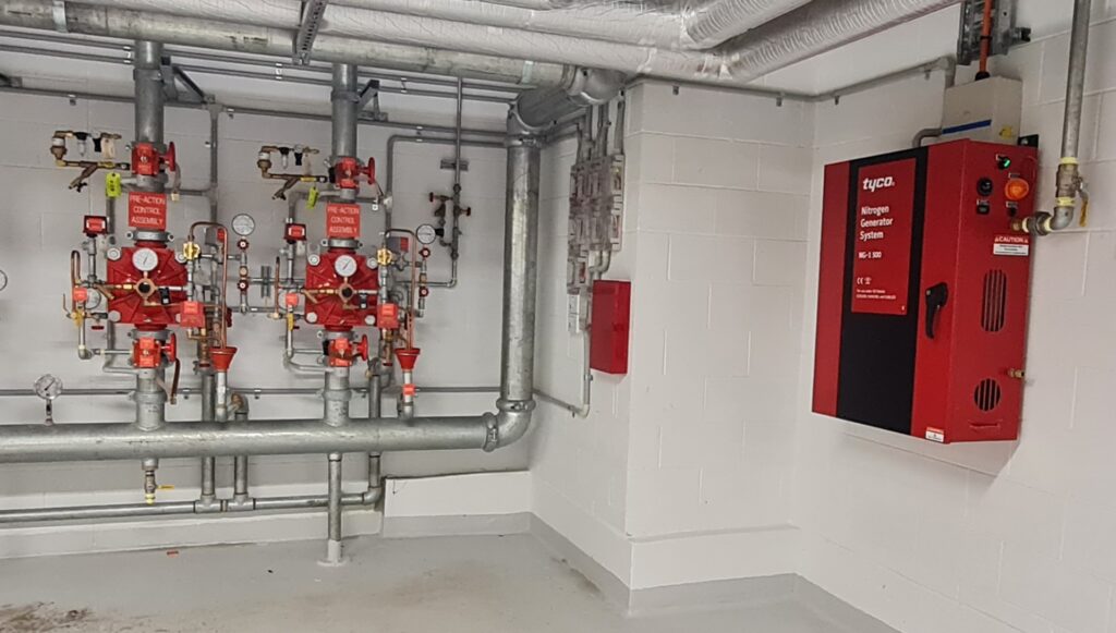 The Johnson Controls solution included DV-5A pre-action systems with Tyco QRS (Quick Release Switch) technology which minimizes fluid delivery times.